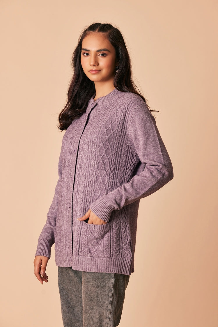 Picture of Ellena - Round Neck Cardigan Sweater - Available at Raja Sahib