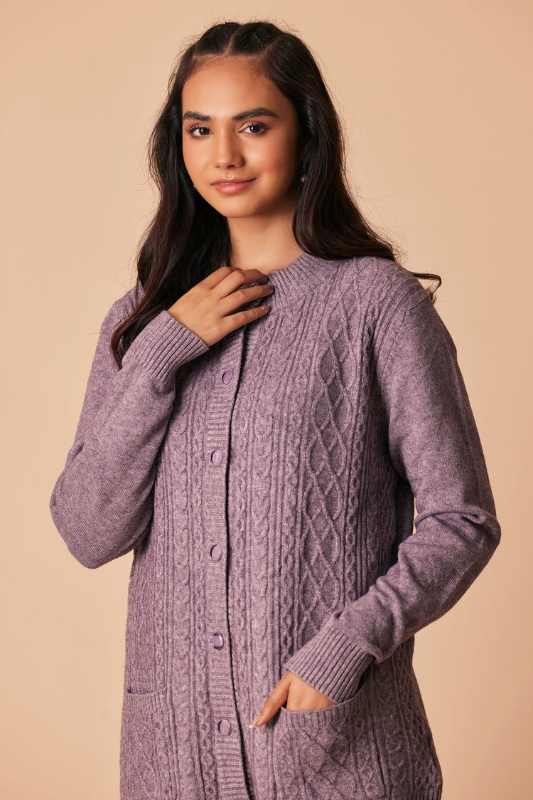 Picture of Ellena - Round Neck Cardigan Sweater - Available at Raja Sahib