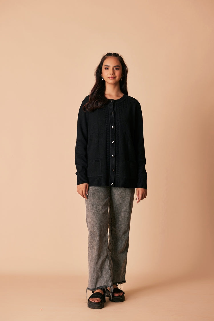 Picture of Ellena - Round Neck Cardigan Sweater - Available at Raja Sahib