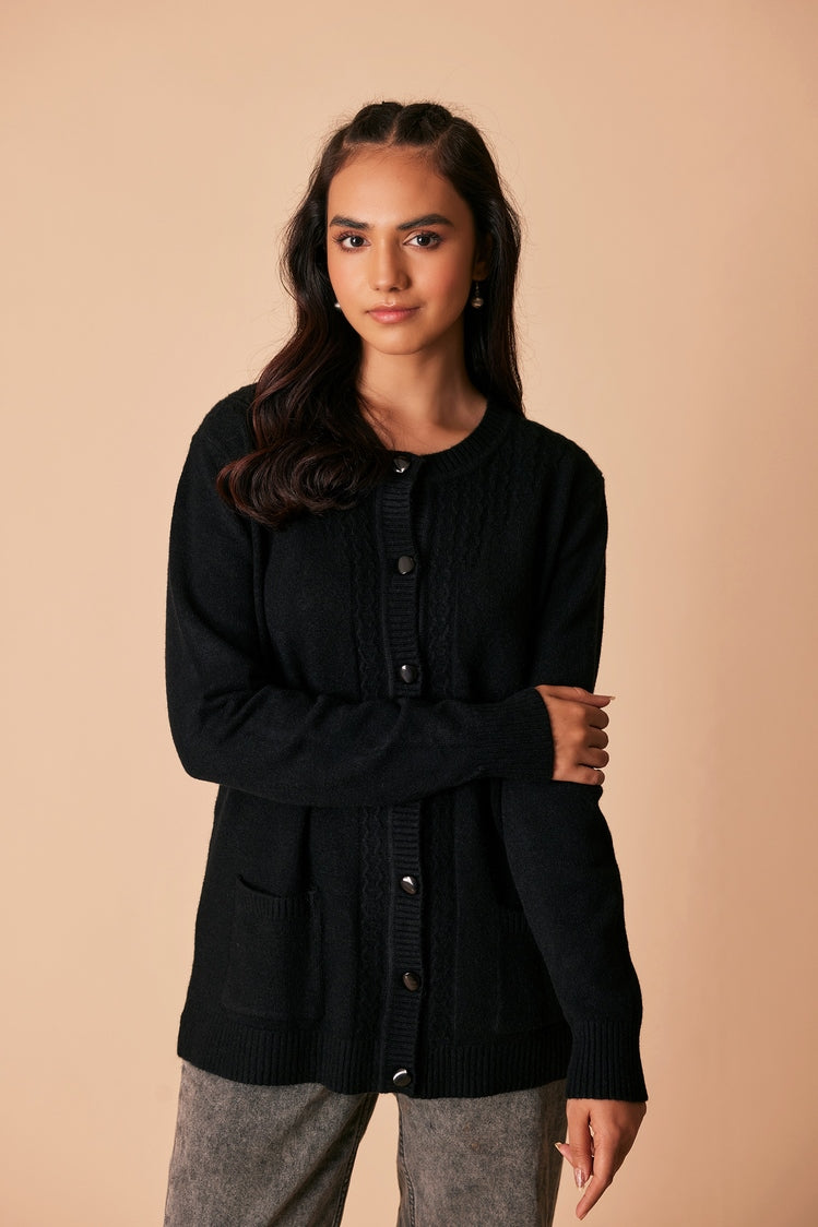 Picture of Ellena - Round Neck Cardigan Sweater - Available at Raja Sahib