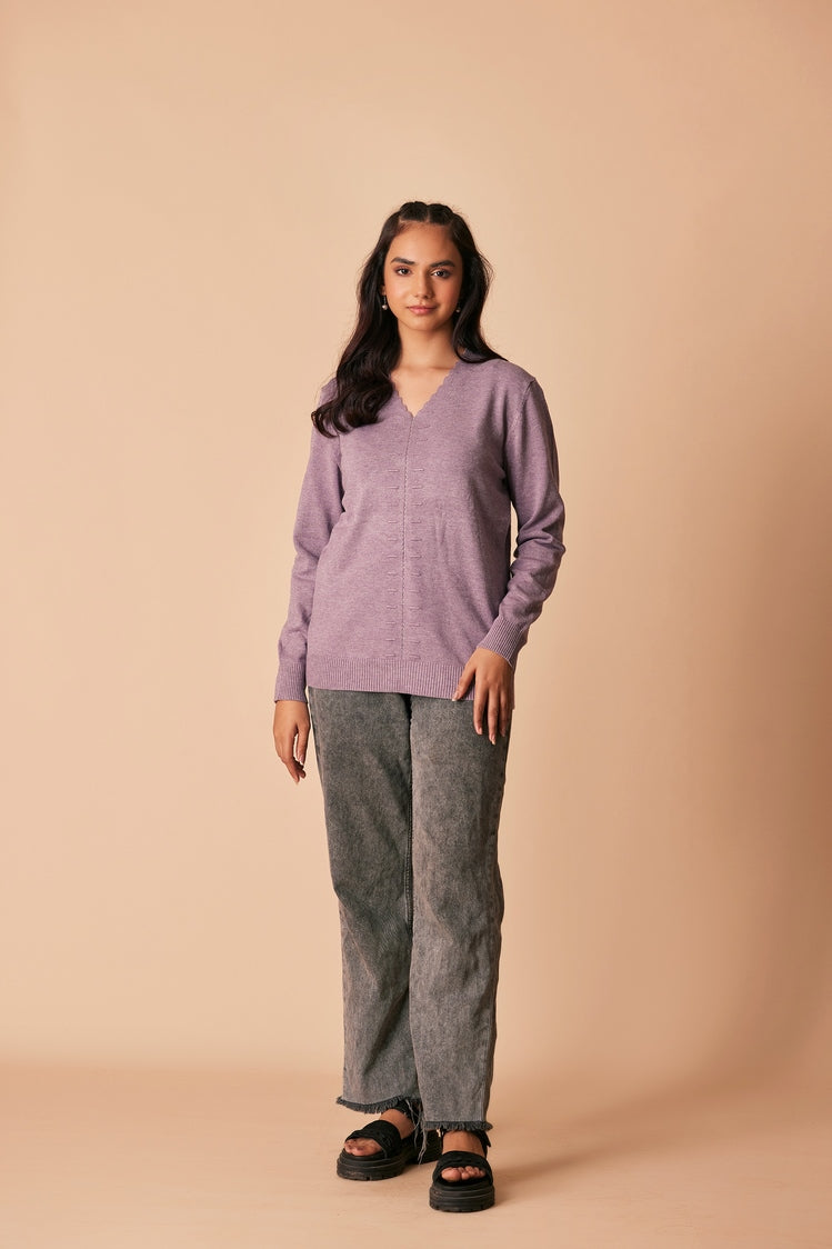 Picture of Ellena - V-Neck Pullover Sweater - Available at Raja Sahib