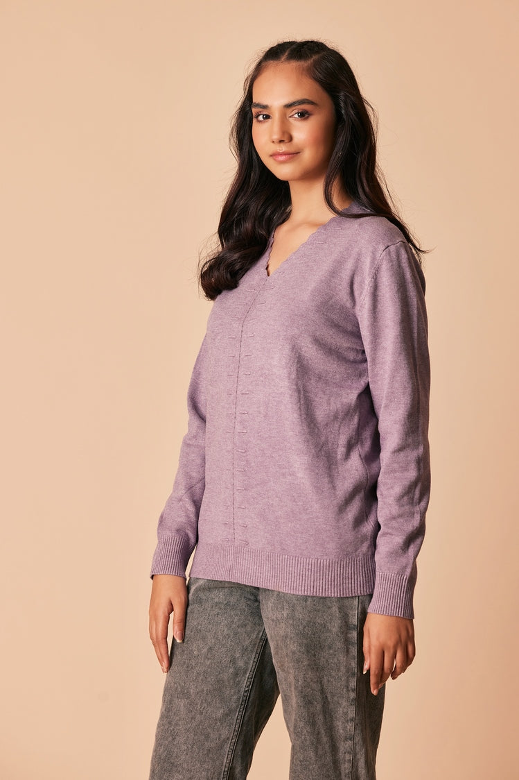 Picture of Ellena - V-Neck Pullover Sweater - Available at Raja Sahib