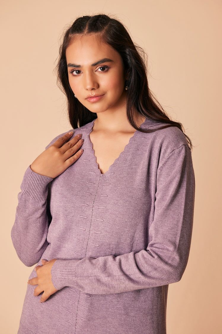 Picture of Ellena - V-Neck Pullover Sweater - Available at Raja Sahib