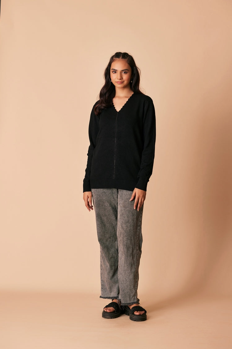 Picture of Ellena - V-Neck Pullover Sweater - Available at Raja Sahib