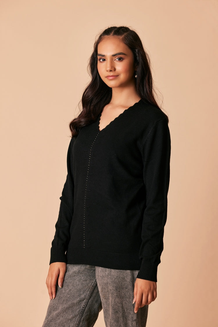Picture of Ellena - V-Neck Pullover Sweater - Available at Raja Sahib