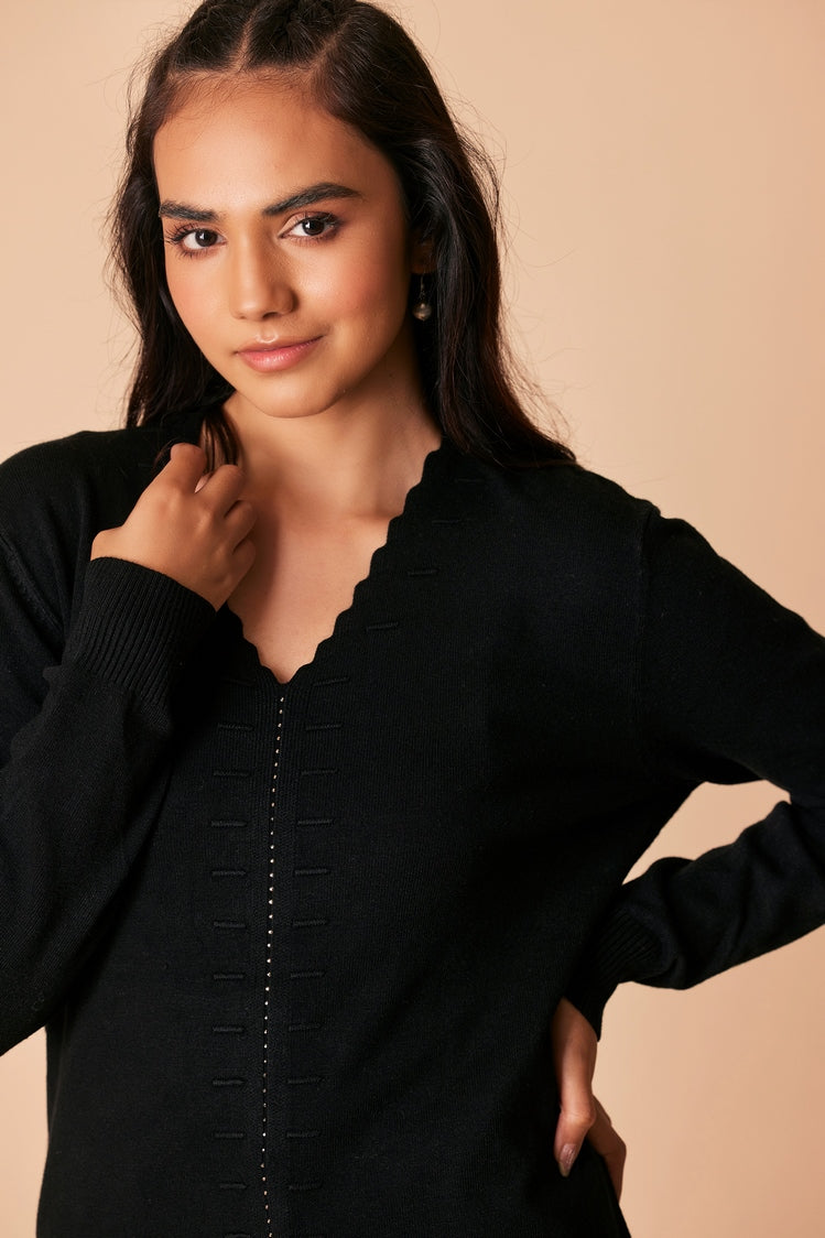 Picture of Ellena - V-Neck Pullover Sweater - Available at Raja Sahib