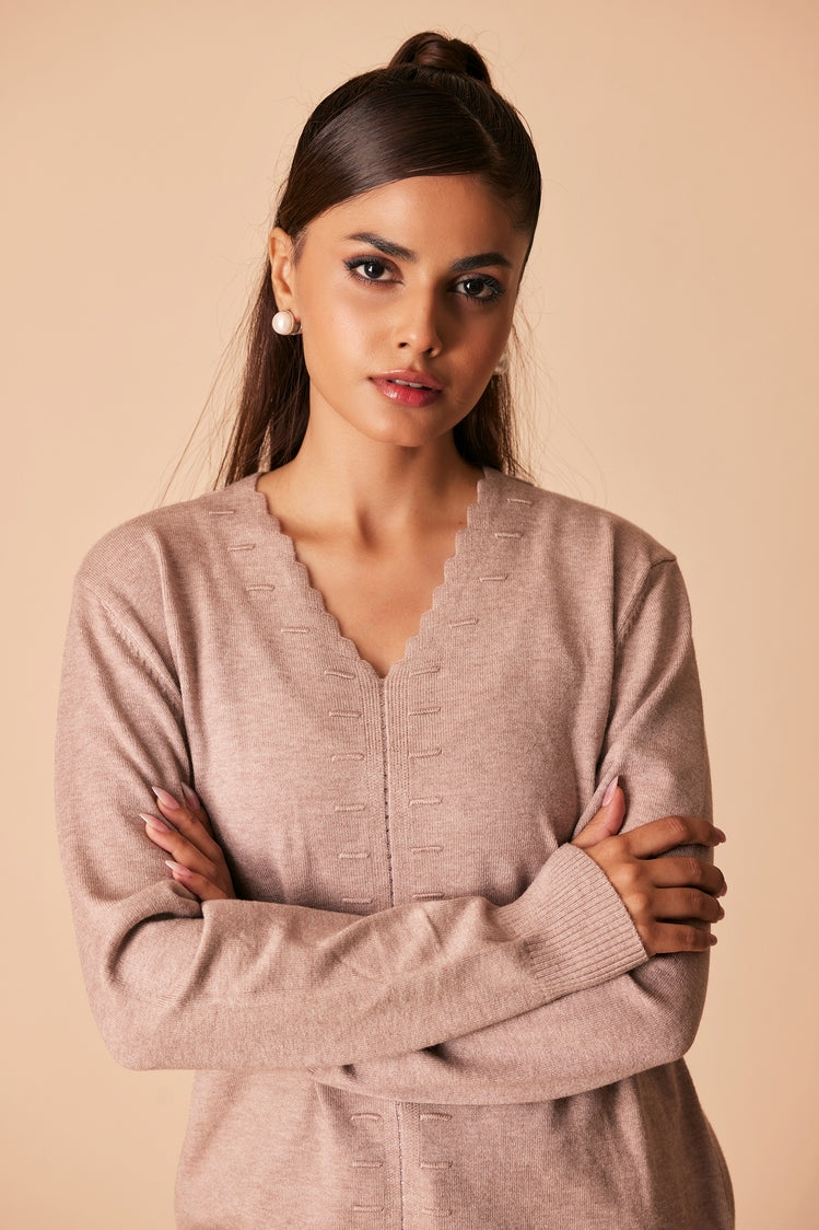 Picture of Ellena - V-Neck Pullover Sweater - Available at Raja Sahib