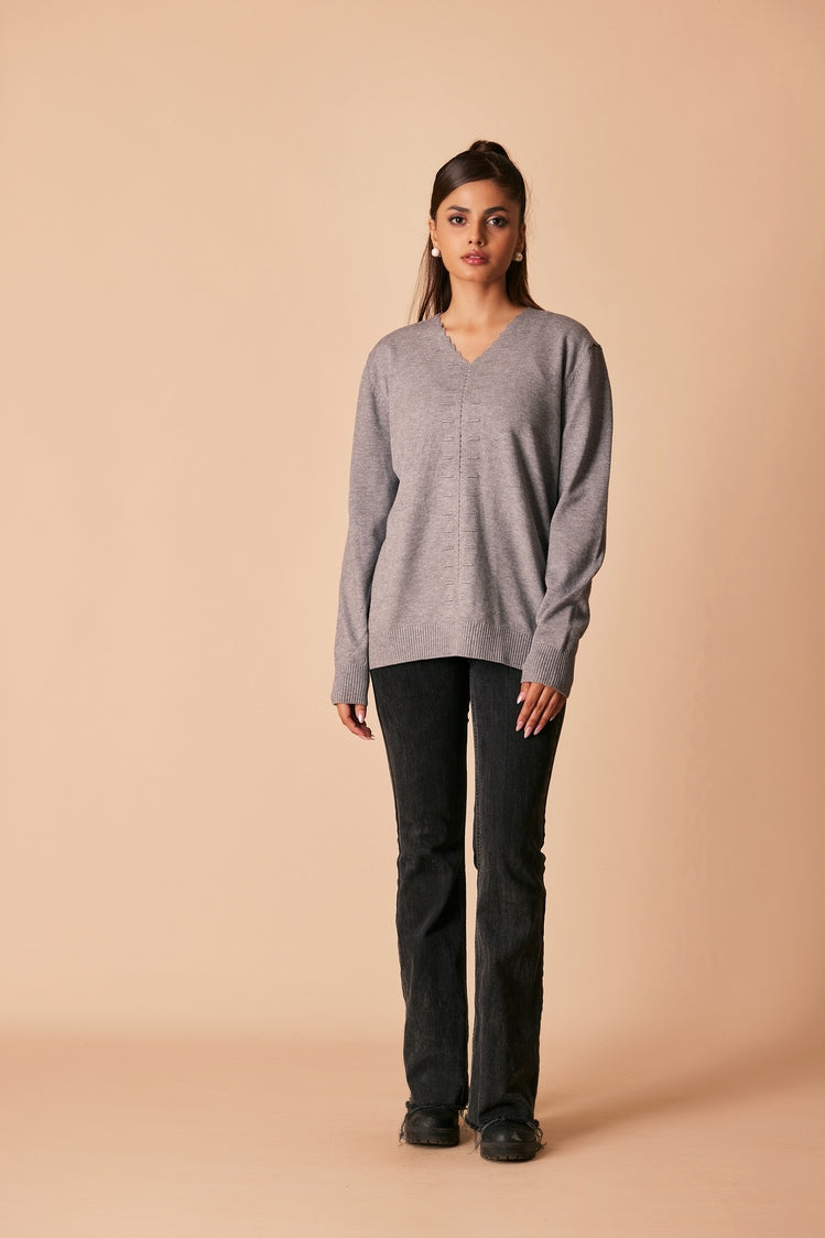 Picture of Ellena - V-Neck Pullover Sweater - Available at Raja Sahib