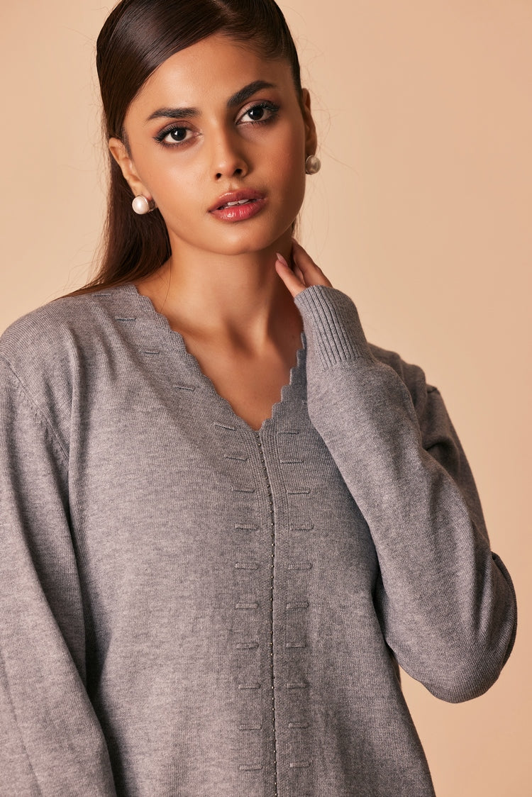Picture of Ellena - V-Neck Pullover Sweater - Available at Raja Sahib