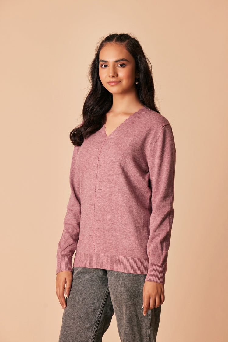 Picture of Ellena - V-Neck Pullover Sweater - Available at Raja Sahib