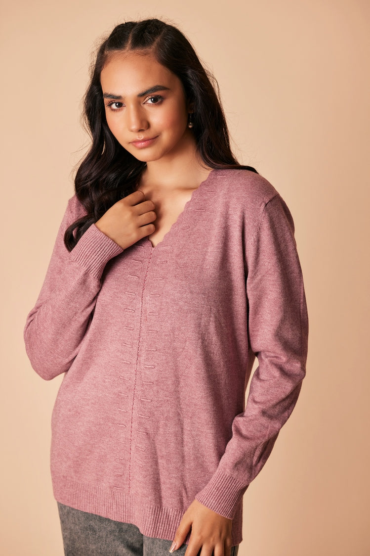 Picture of Ellena - V-Neck Pullover Sweater - Available at Raja Sahib