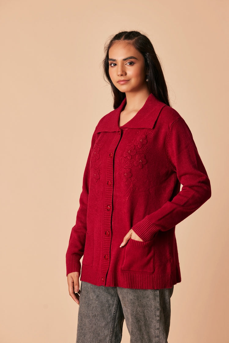 Picture of Ellena - V-Neck Cardigan Sweater - Available at Raja Sahib