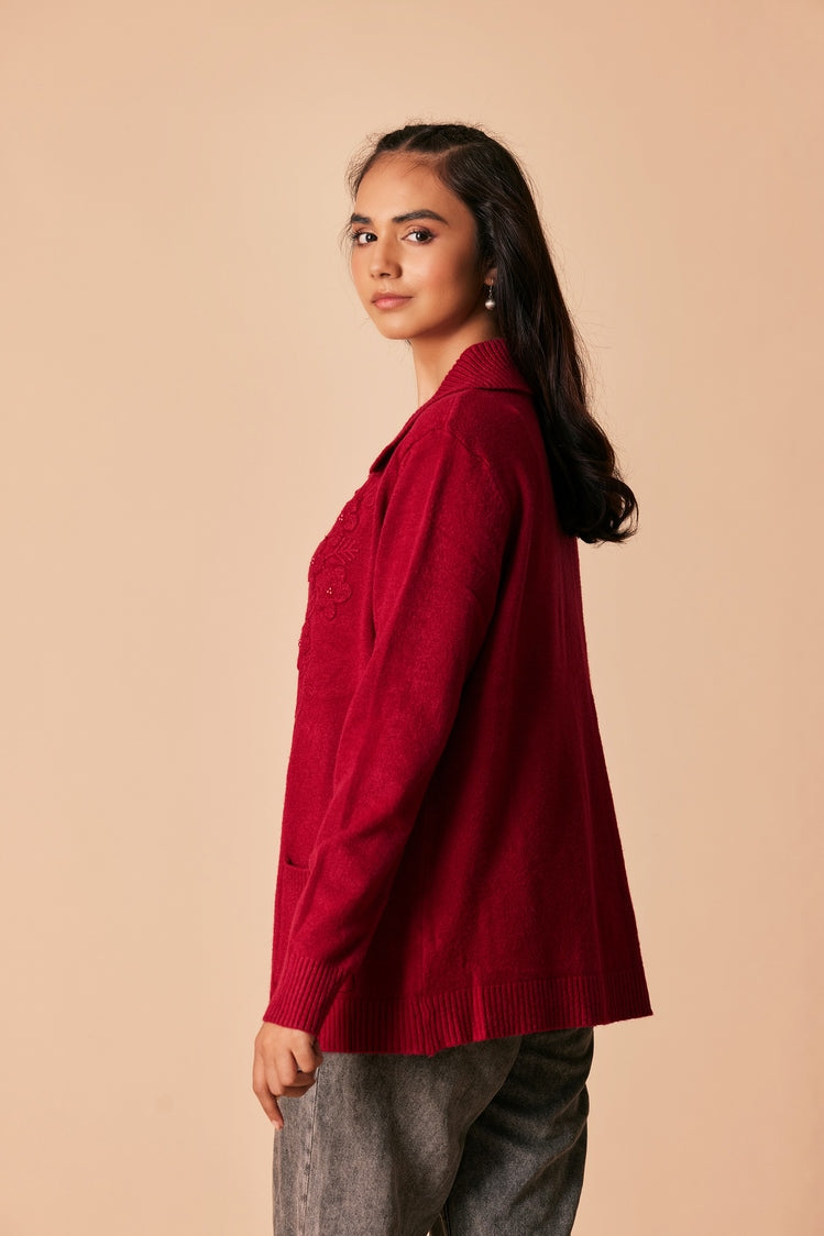 Picture of Ellena - V-Neck Cardigan Sweater - Available at Raja Sahib