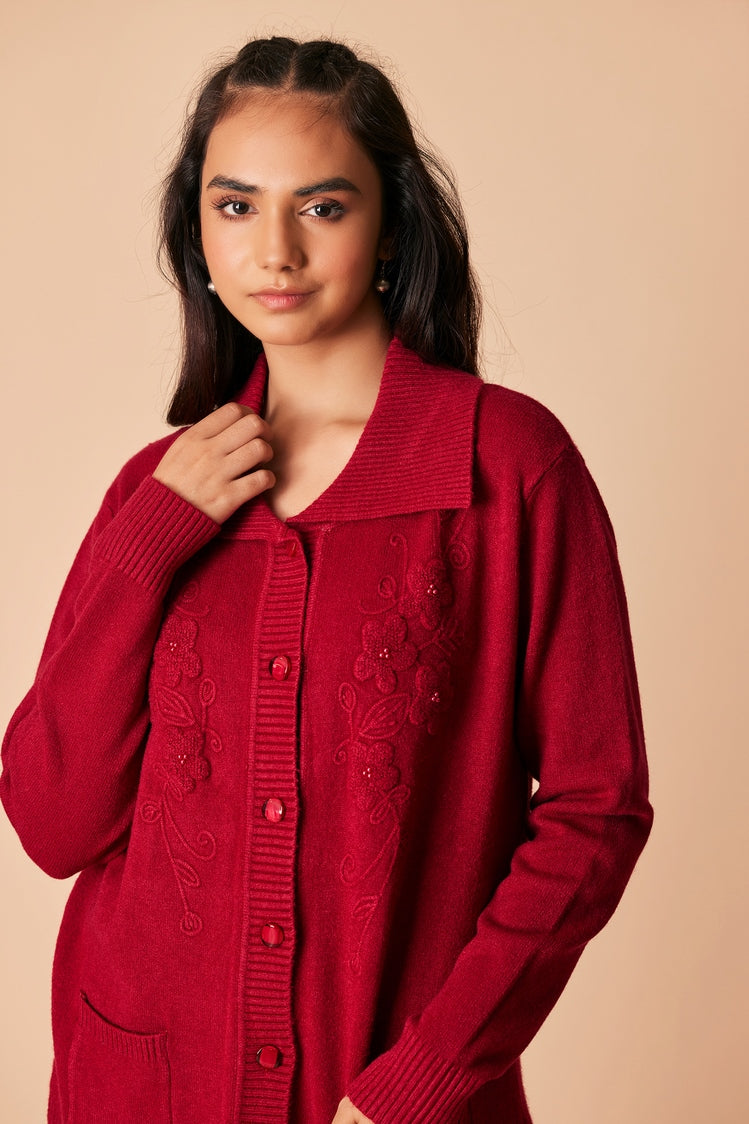 Picture of Ellena - V-Neck Cardigan Sweater - Available at Raja Sahib