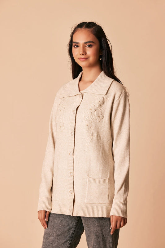 Picture of Ellena - V-Neck Cardigan Sweater - Available at Raja Sahib