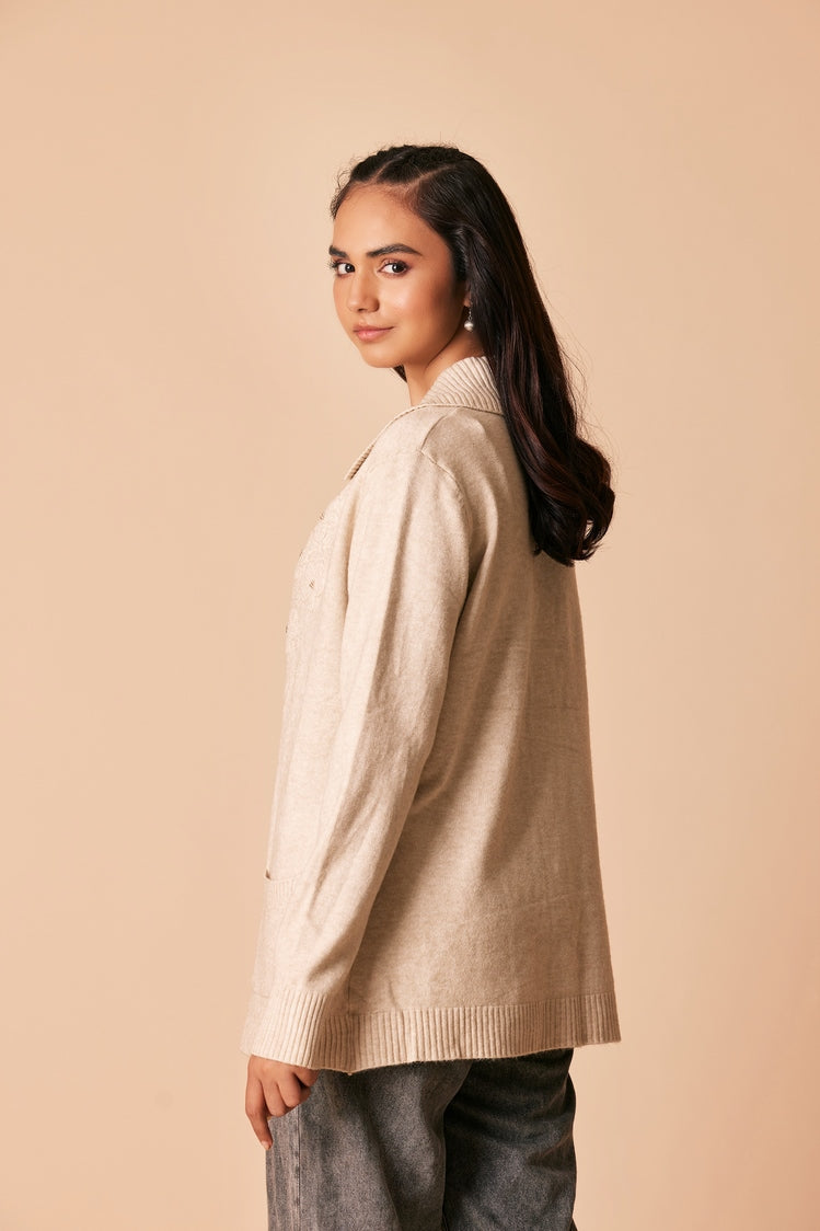 Picture of Ellena - V-Neck Cardigan Sweater - Available at Raja Sahib