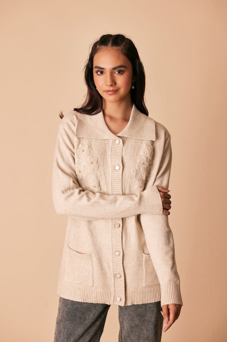 Picture of Ellena - V-Neck Cardigan Sweater - Available at Raja Sahib