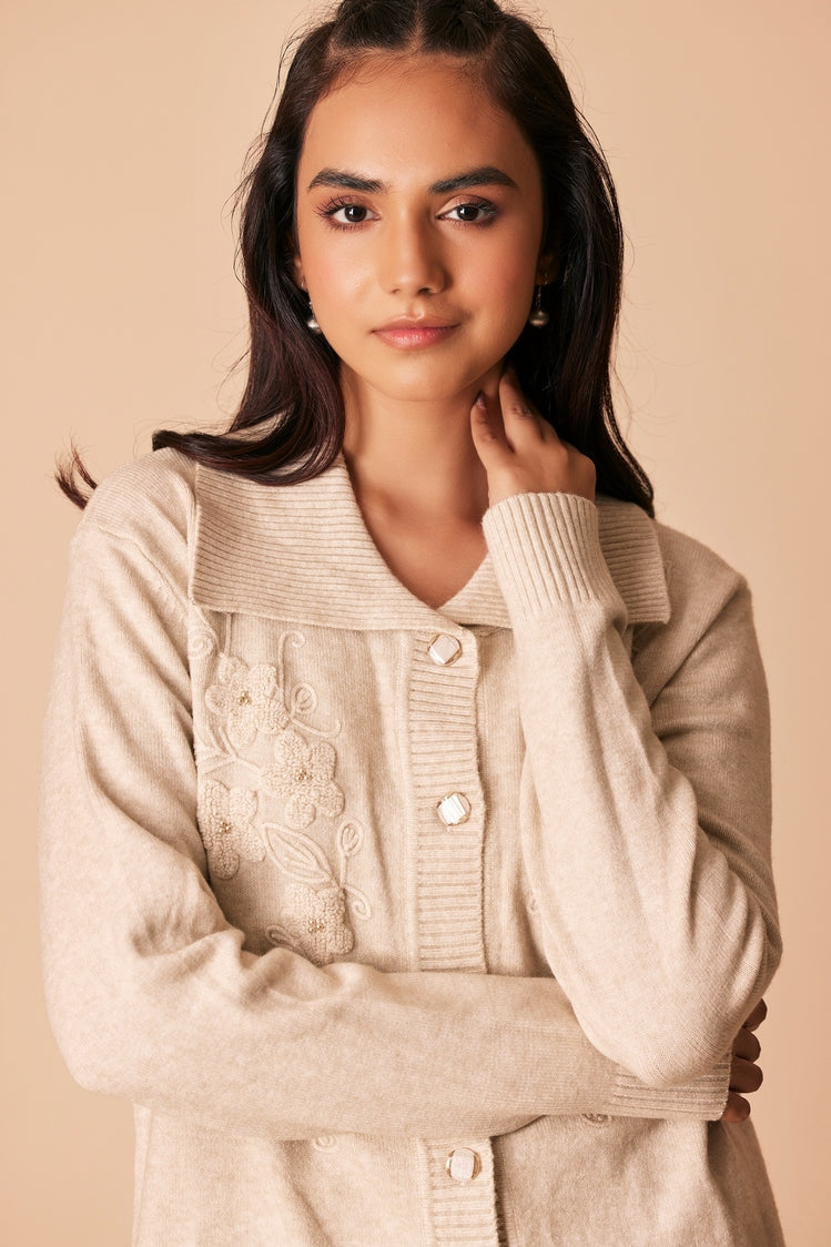Picture of Ellena - V-Neck Cardigan Sweater - Available at Raja Sahib