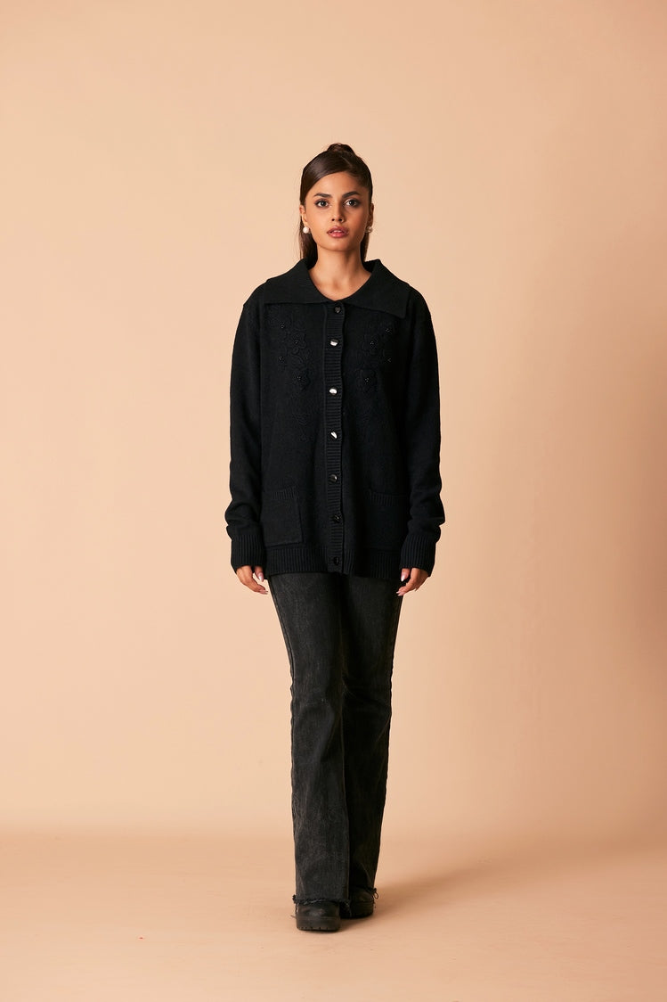 Picture of Ellena - V-Neck Cardigan Sweater - Available at Raja Sahib