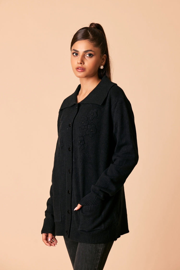 Picture of Ellena - V-Neck Cardigan Sweater - Available at Raja Sahib
