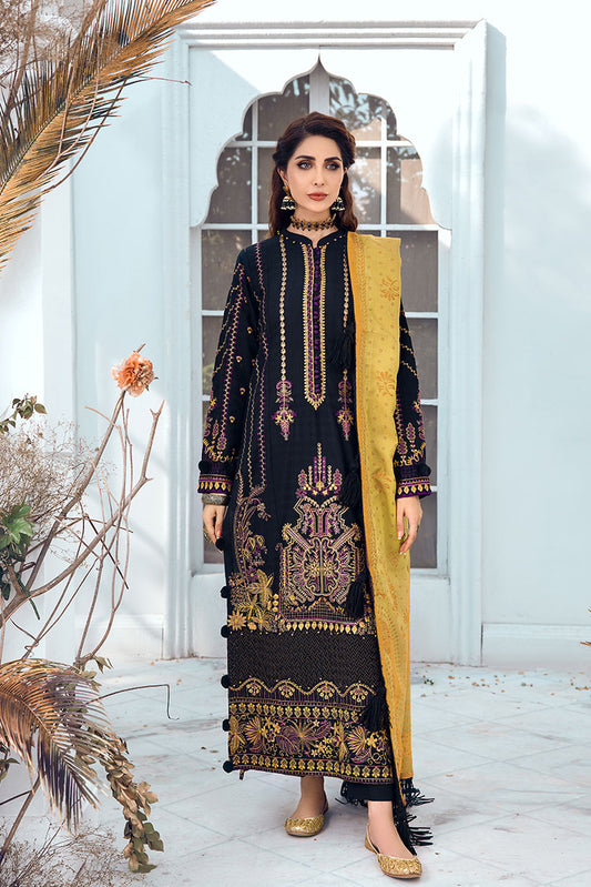 Picture of Ellena - 3-PC Unstitched Embroidered Jacquard Khaddar Suit - Available at Raja Sahib