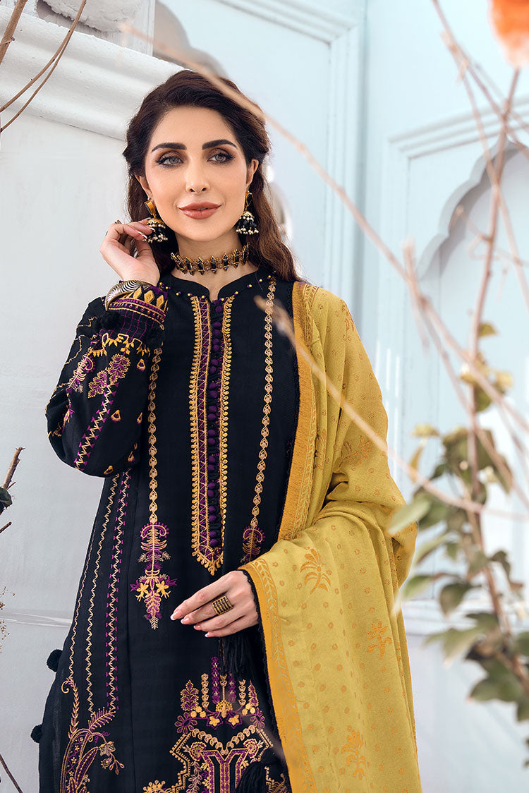 Picture of Ellena - 3-PC Unstitched Embroidered Jacquard Khaddar Suit - Available at Raja Sahib