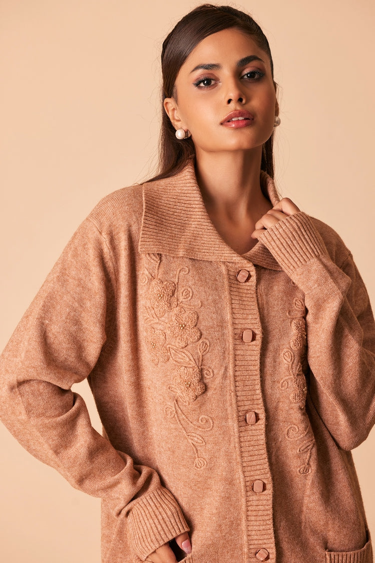 Picture of Ellena - V-Neck Cardigan Sweater - Available at Raja Sahib
