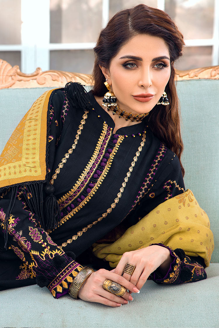 Picture of Ellena - 3-PC Unstitched Embroidered Jacquard Khaddar Suit - Available at Raja Sahib