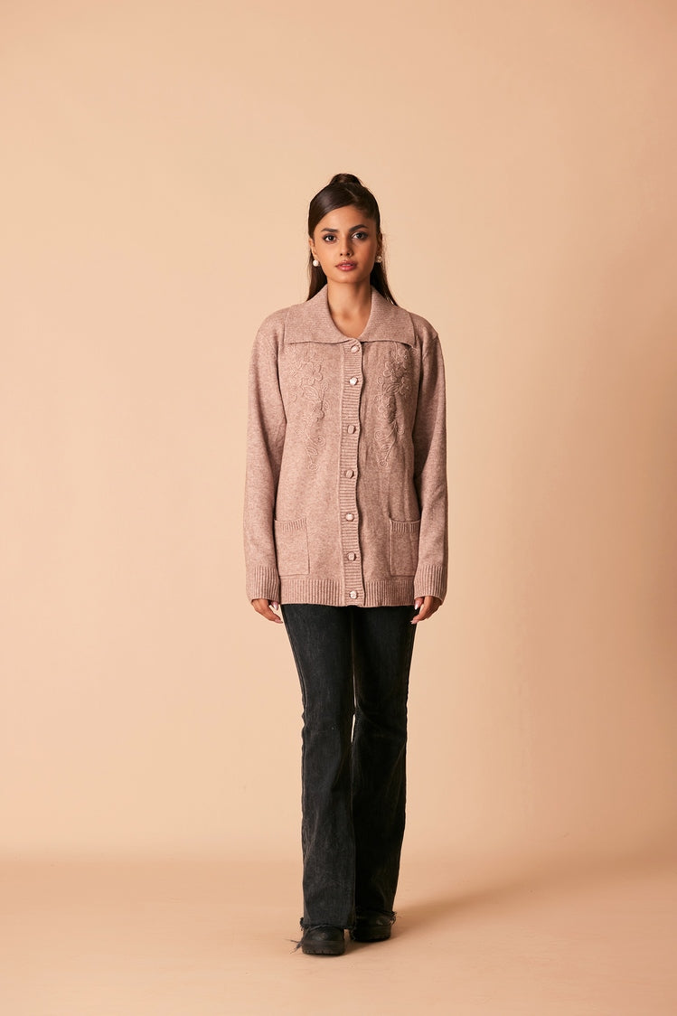 Picture of Ellena - V-Neck Cardigan Sweater - Available at Raja Sahib