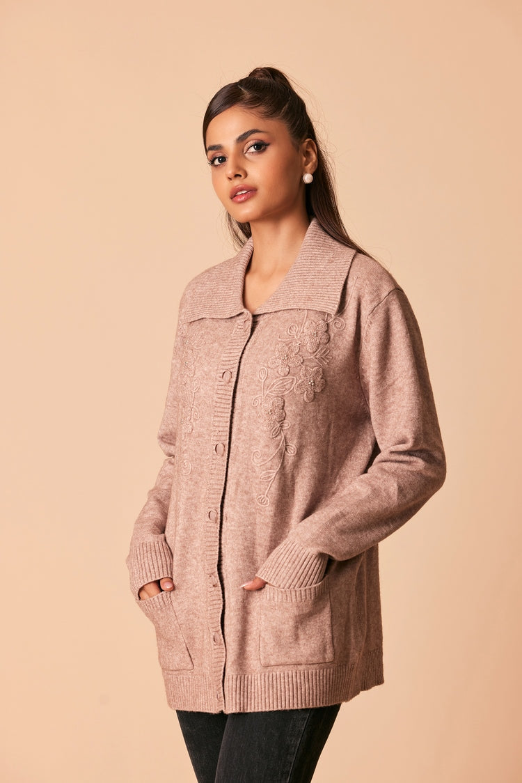 Picture of Ellena - V-Neck Cardigan Sweater - Available at Raja Sahib