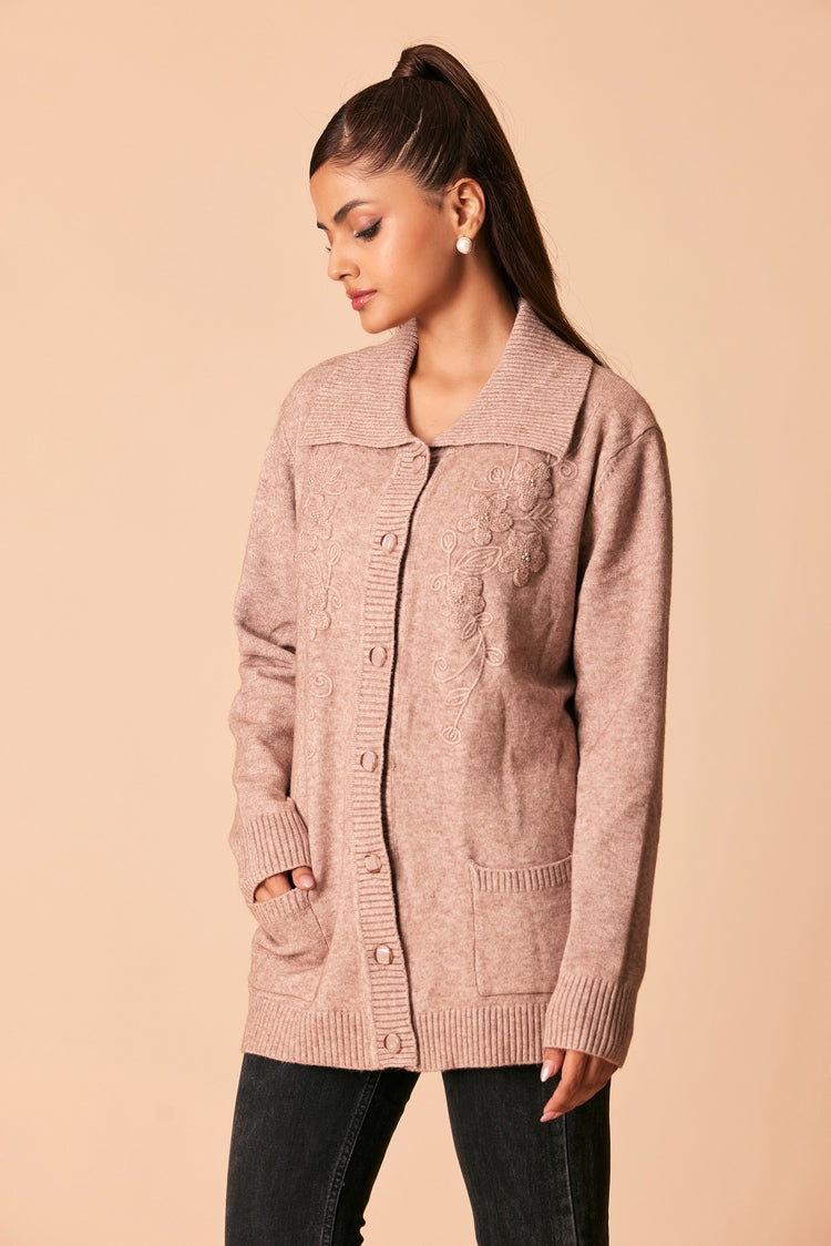 Picture of Ellena - V-Neck Cardigan Sweater - Available at Raja Sahib