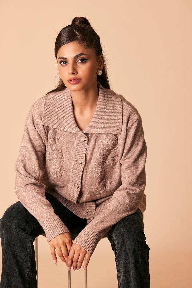Picture of Ellena - V-Neck Cardigan Sweater - Available at Raja Sahib