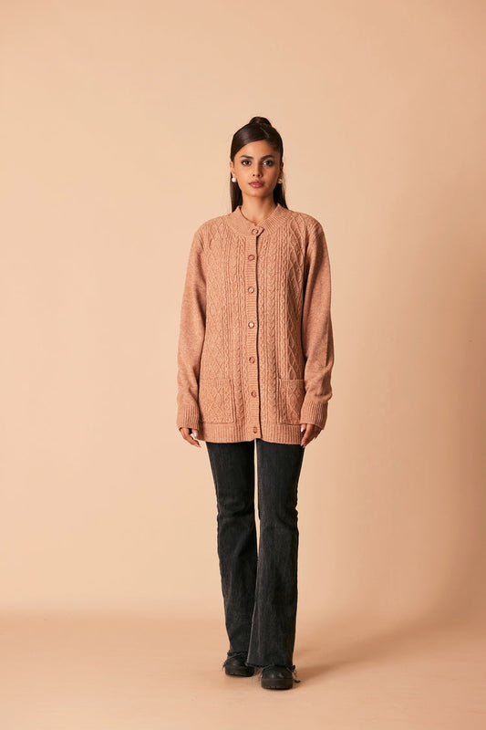 Picture of Ellena - Round Neck Cardigan Sweater - Available at Raja Sahib