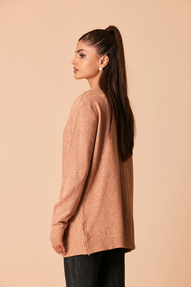 Picture of Ellena - Round Neck Cardigan Sweater - Available at Raja Sahib