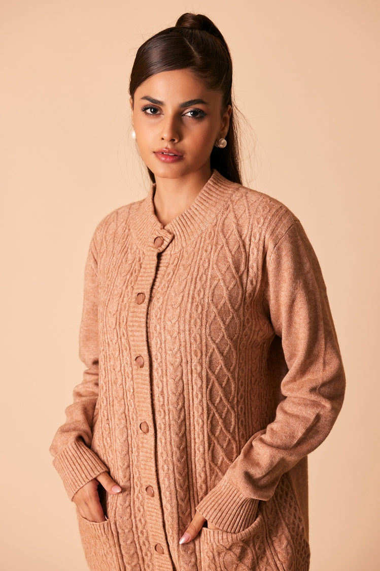Picture of Ellena - Round Neck Cardigan Sweater - Available at Raja Sahib