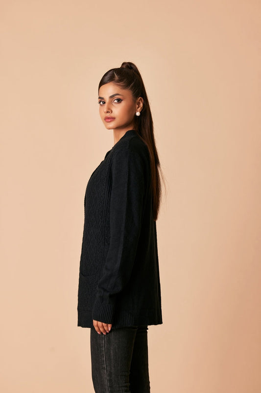 Picture of Ellena - Round Neck Cardigan Sweater - Available at Raja Sahib