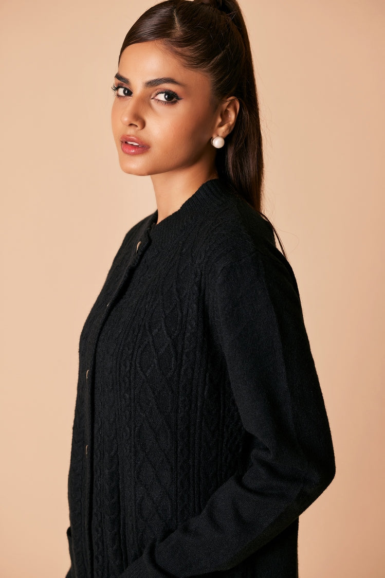 Picture of Ellena - Round Neck Cardigan Sweater - Available at Raja Sahib
