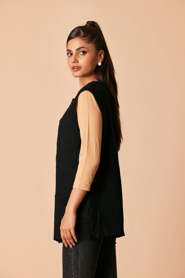 Picture of Ellena - Round Neck Cardigan Sweater - Available at Raja Sahib