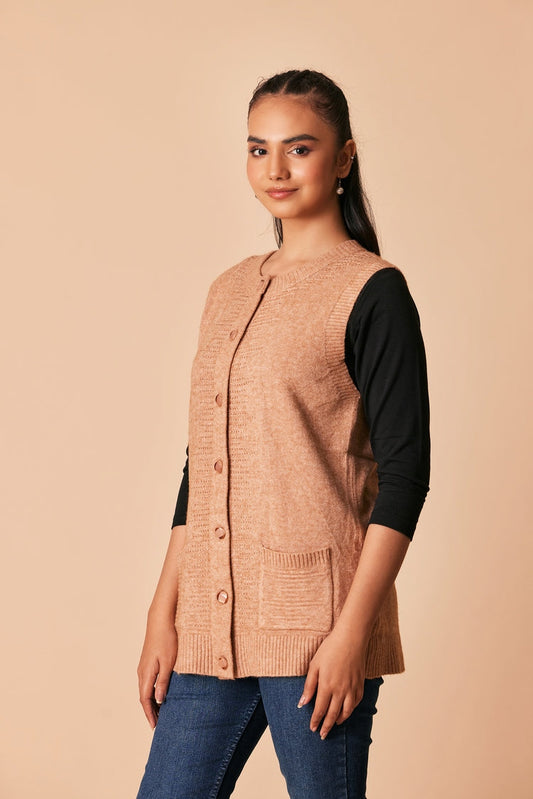 Picture of Ellena - Round Neck Cardigan Sweater - Available at Raja Sahib