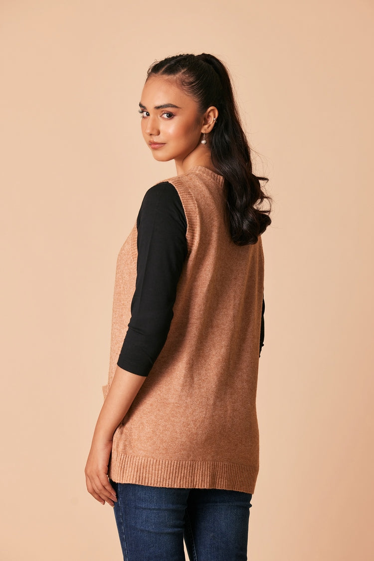 Picture of Ellena - Round Neck Cardigan Sweater - Available at Raja Sahib