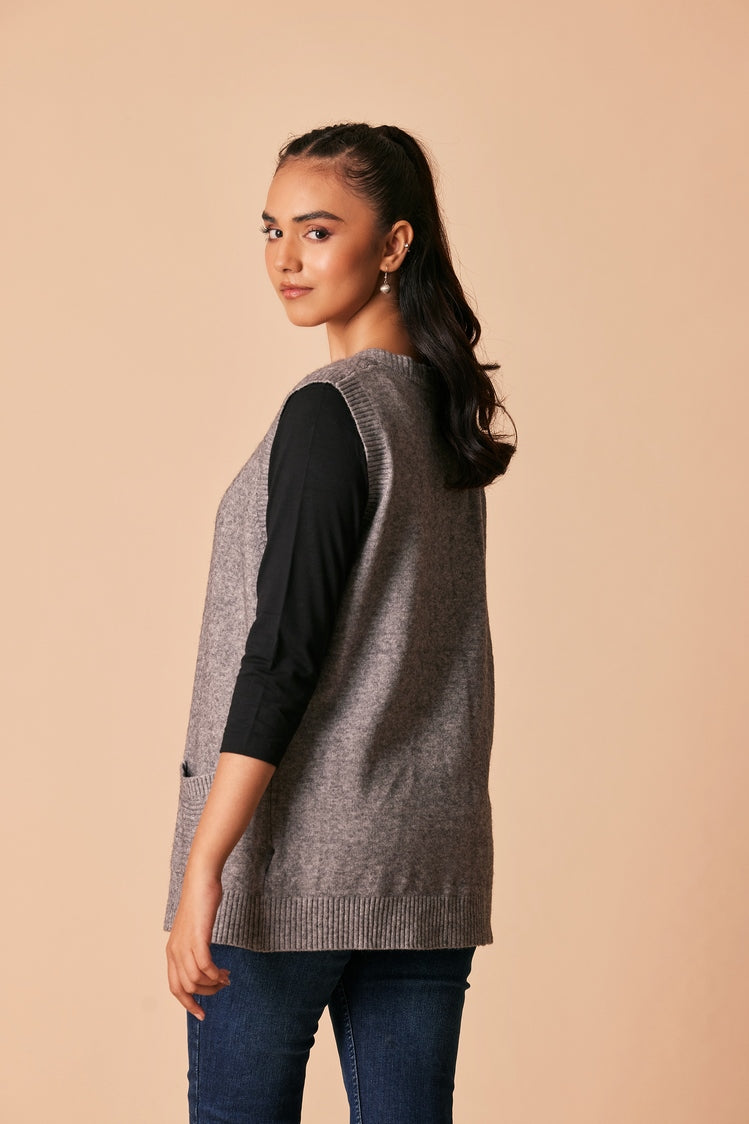 Picture of Ellena - Round Neck Cardigan Sweater - Available at Raja Sahib