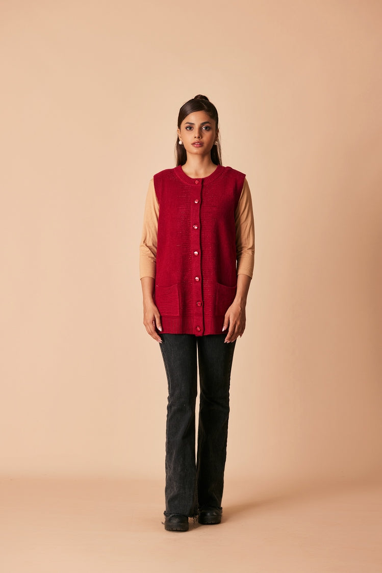 Picture of Ellena - Round Neck Cardigan Sweater - Available at Raja Sahib