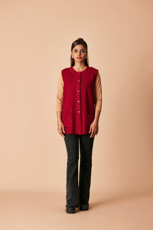 Picture of Ellena - Round Neck Cardigan Sweater - Available at Raja Sahib