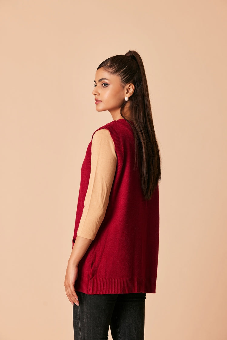 Picture of Ellena - Round Neck Cardigan Sweater - Available at Raja Sahib