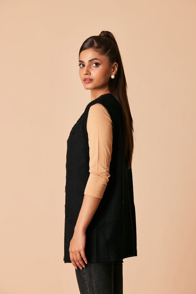 Picture of Ellena - Round Neck Cardigan Sweater - Available at Raja Sahib