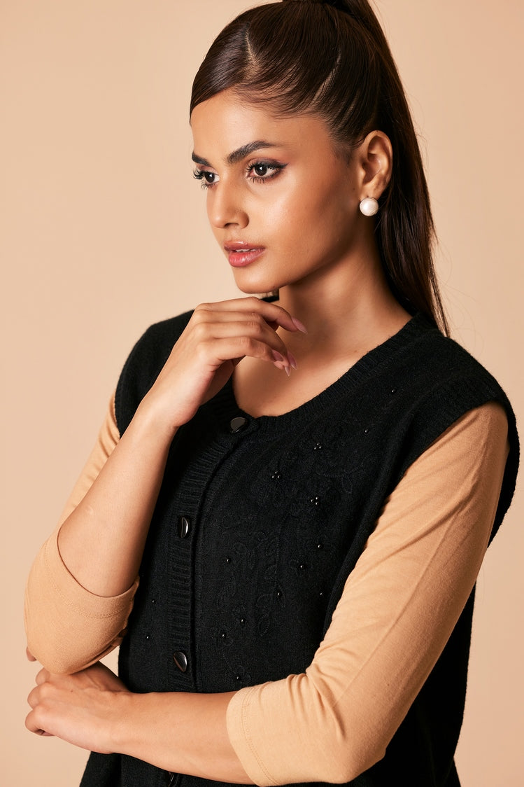 Picture of Ellena - Round Neck Cardigan Sweater - Available at Raja Sahib