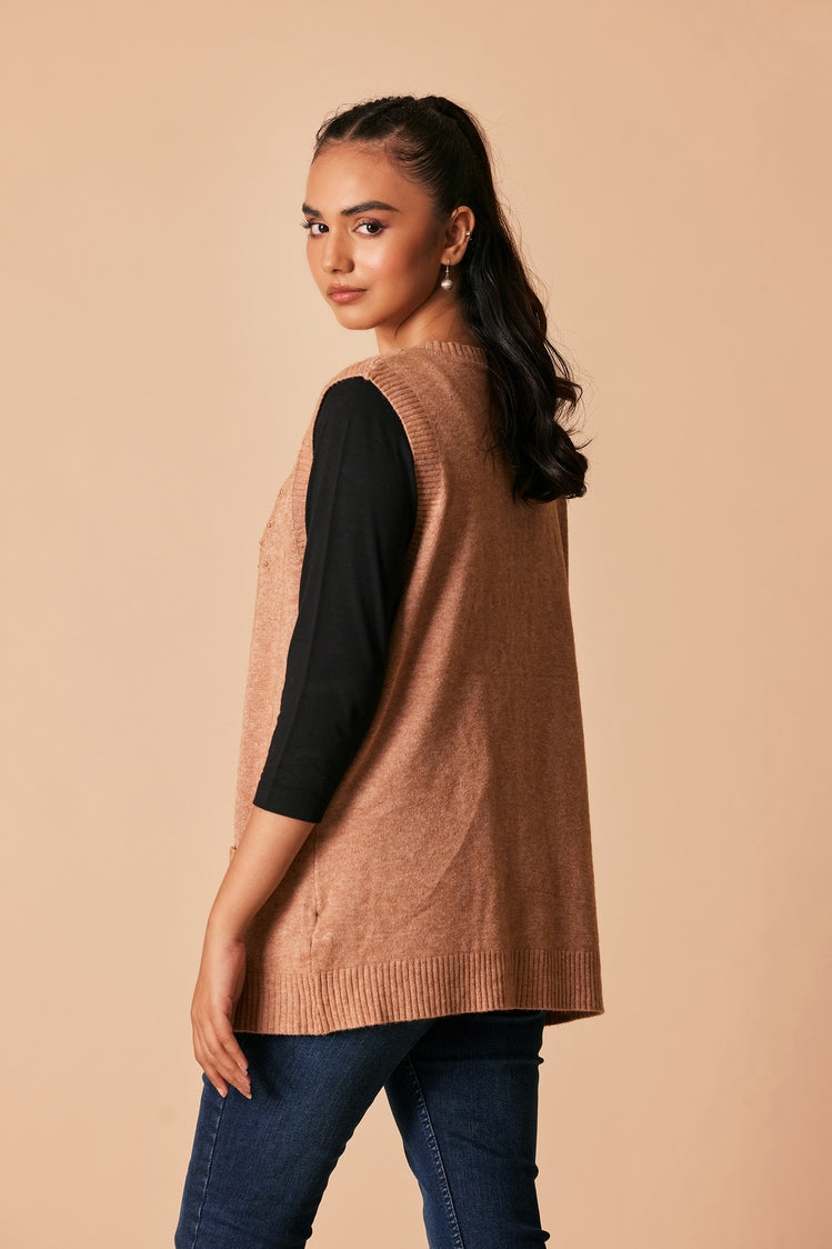 Picture of Ellena - Round Neck Cardigan Sweater - Available at Raja Sahib