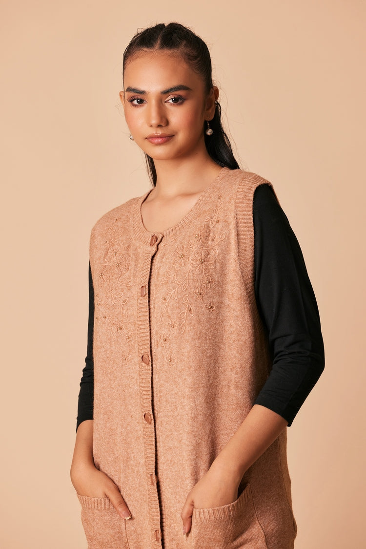 Picture of Ellena - Round Neck Cardigan Sweater - Available at Raja Sahib