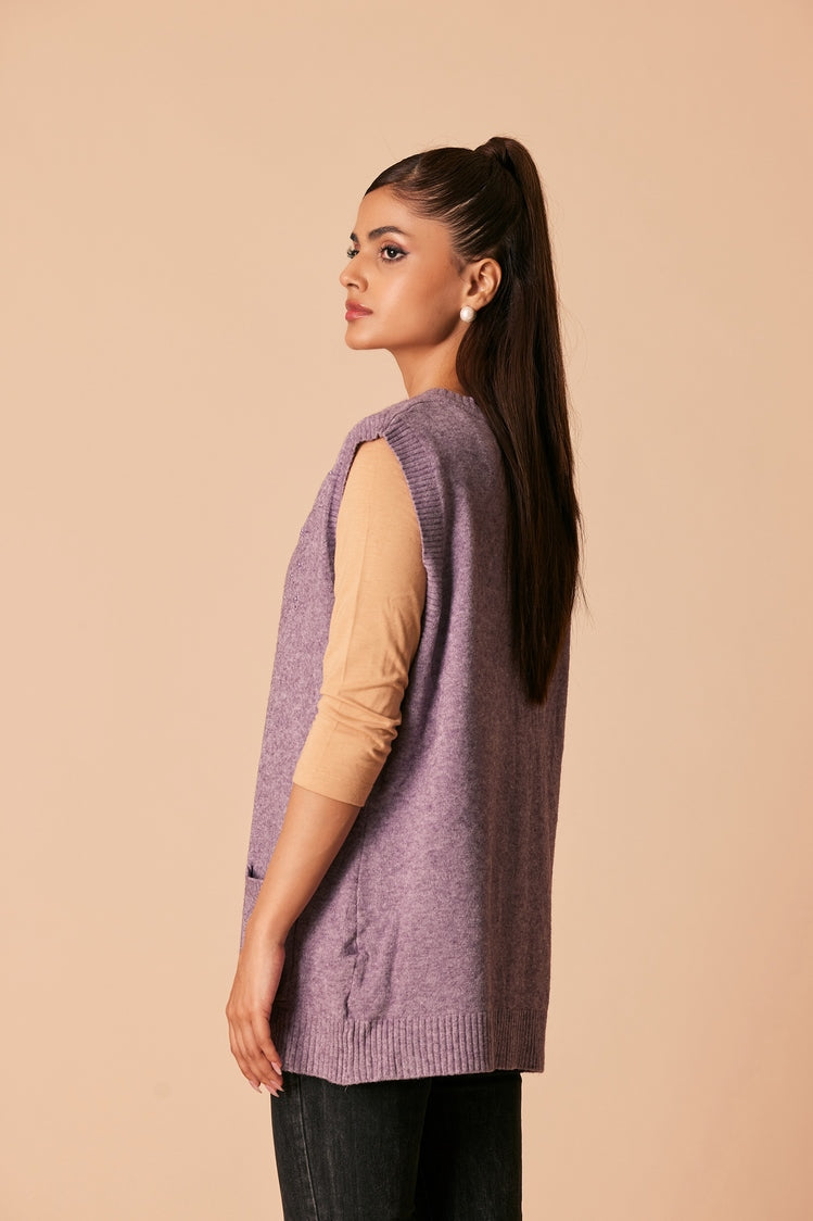 Picture of Ellena - Round Neck Cardigan Sweater - Available at Raja Sahib