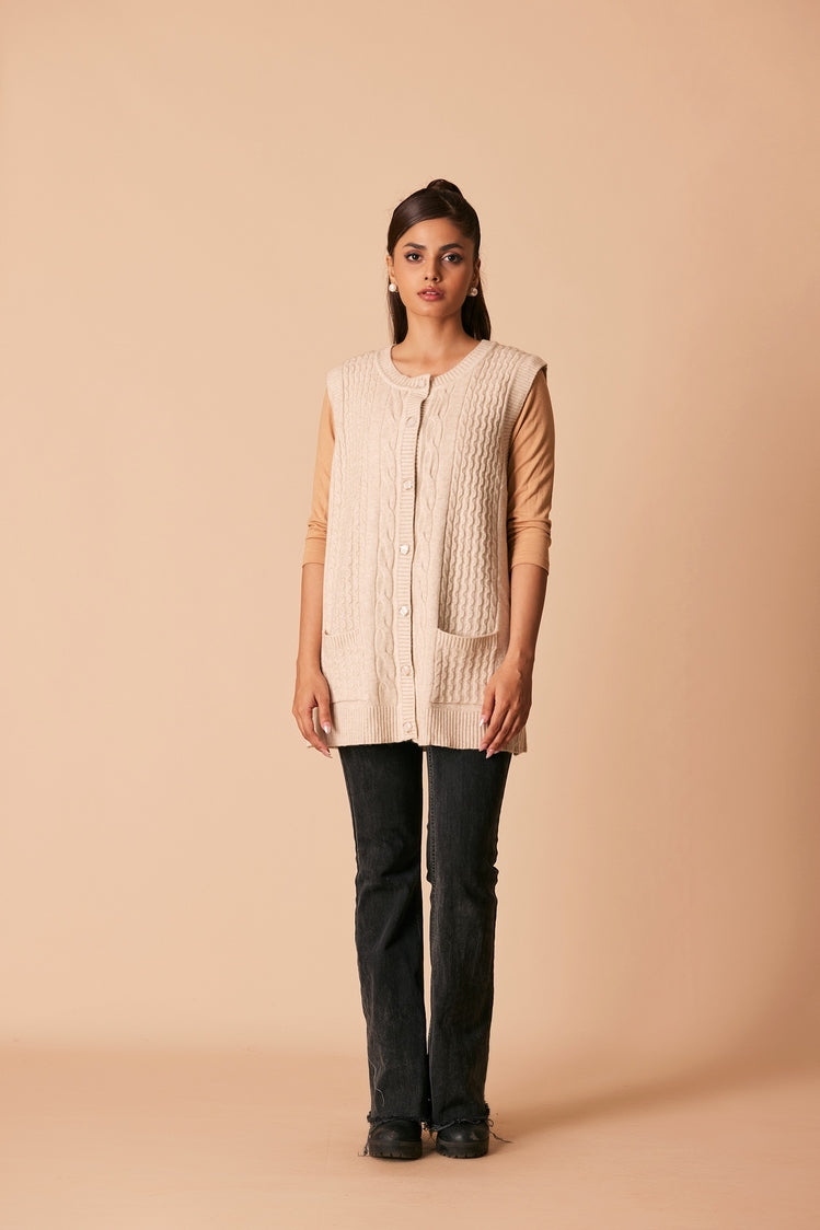 Picture of Ellena - Round Neck Cardigan Sweater - Available at Raja Sahib